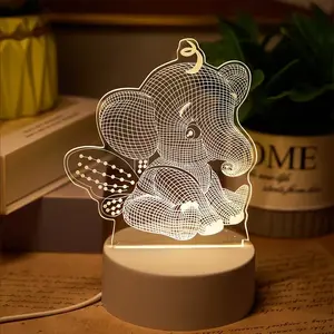 1pc 3D Angel Bear LED Night Light, Indoor Light, Switch Control Warm Light, Creative Bedside Atmosphere Lamp, Perfect Christmas Gift