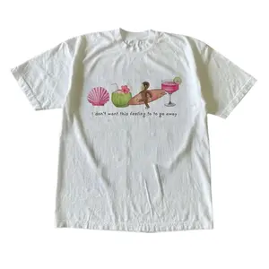 Curious George Summer Beach Y2K T-Shirt, I Don't Want This Feeling To Go Away Graphic Tee, Tropical Vacation Shirt, Pink Coastal Vibes Gift