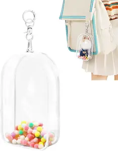 Clear Doll Carrying Bag for Vinyl Plush Doll, Mini Figure Display Purse with Shoulder Strap, Transparent Protective Storage Bag for Collectible Doll Charm, Travel Toy Organizer and Bag Accessory