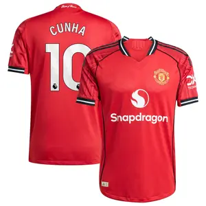 Unisex Soccer Man Utd Team #10 CUNHA Champions League Playoffs 2026 Home On Field Jersey - red
