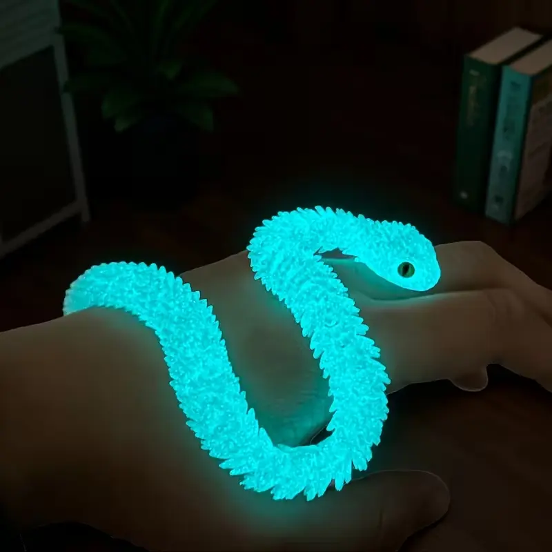 17.7Inch 3D Printed Snake - Removable Articulated Snake, 3D Printed Animal Educational Toy, Toys for Kids and Collectors, Home Office Desk Decoration, Luminous, Collectible Figure Ornament, Decor Figurine Ornaments