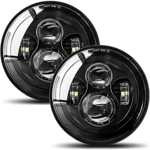 2pcs 7 Inch LED Headlights Hi/Lo Beam 7’’ Round Headlight H6024 LED Headlight Compatible With Jeep Wrangler JK,CJ,TJ For Miata, Chevy S2