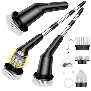 Electric Spin Scrubber for Cleaning Bathroom, Shower Scrubber Rotary Floor Brushes with IPX7 Waterproof & 2 Speed, 3 Brush Heads, Bathroom Cleaning Supplies for Toilet Shower Tub Black