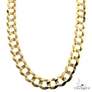 Mens 14k Yellow Gold Solid Curb Link Chain 22 Inches 9.4mm   47314