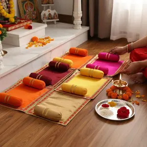 Divine Velvet Asan Takiya Set | Soft Cushion for Laddu Gopal, Krishna, Ganesha Idols | Diwali, Navratri Pooja Decor Gift | Comfort & Elegance