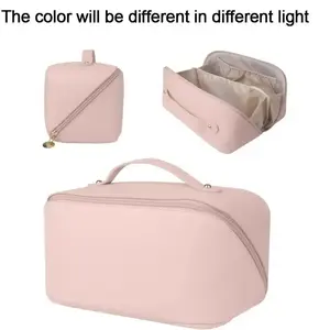 Large Capacity Travel Makeup Bag, Travel Cosmetic Bags, Valentine's Day Gift, Expandable Storage Pouch with Zipper Compartments, Design, Cosmetic Organizer