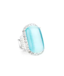 Fancy Feline Blue Cat's Eye Ring with Rhinestones