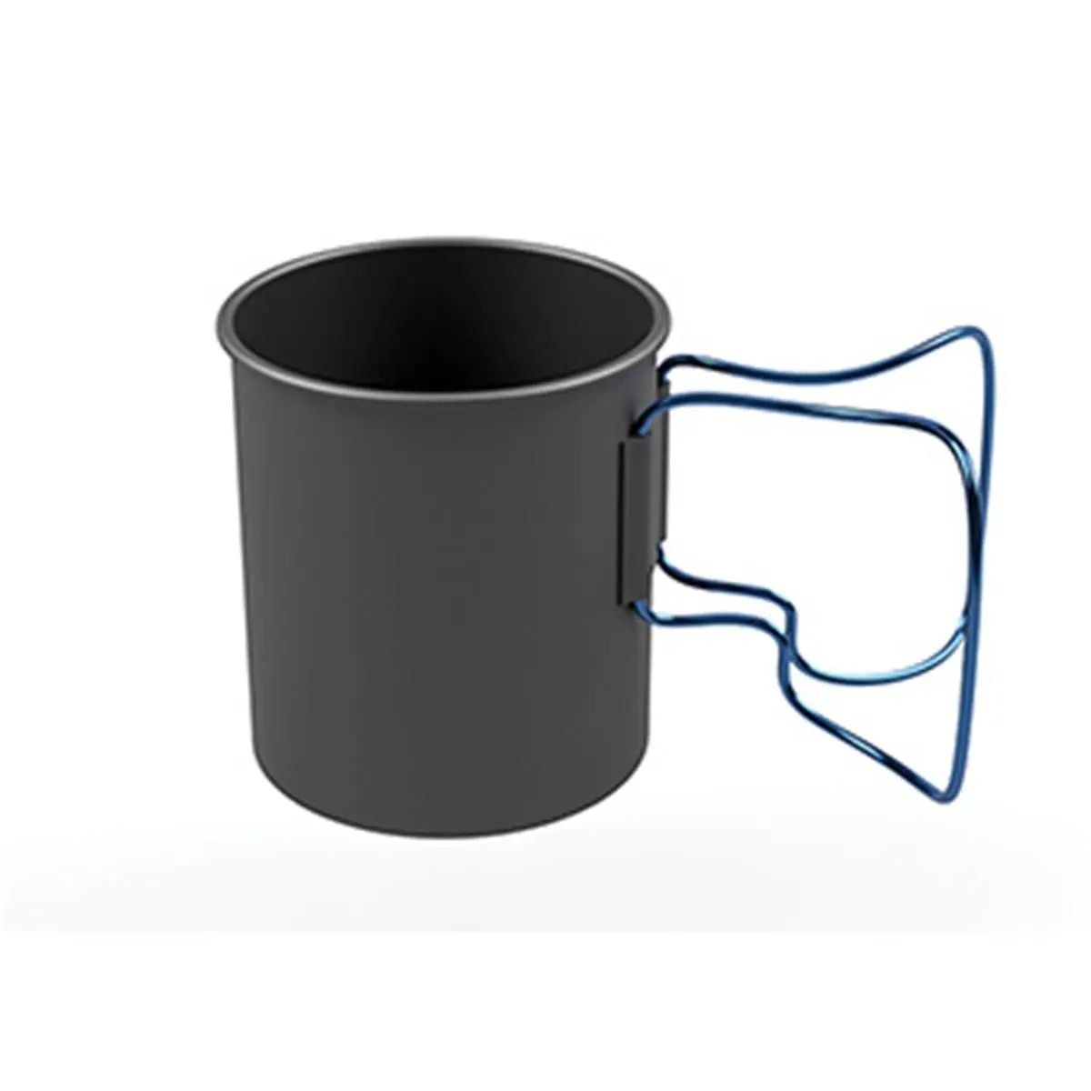 Olicamp 116751 Traditional Round Space Saver Cup - Blue, Hard Anodized, 20oz Outdoor Mug, 4x4.25in Size, Cool Grip Handle, Graduation Markings, Nearly Scratch-Proof, Graduations