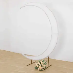 7.5ft White Spandex Crescent Moon Wedding Arch Cover, Custom-Fitted Chiara Backdrop Stand Cover for Festive & Party Decor