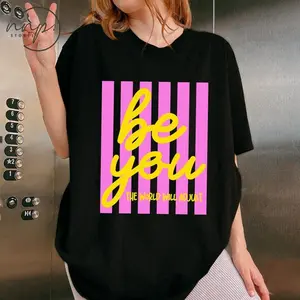 [SALE UP TO 50% + FREE SHIP]  Comfort Colors® Be You The World Will Adjust T-Shirt, Striped Style Inspirational Tee, Love Yourself Positive Gift Idea