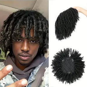 6-Inch, 110g Unisex Afro Curly Kinky Dreadlock Clip-in Wig Topper  Synthetic Hair Half Wig with Braids for Authentic African Hairstyles, All-Purpose