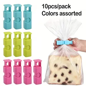 10pcs Food Sealing Clips, Spring-Loaded Snack Bread Bag Seal Clamps, Reusable Kitchen Grain Vegetable Freshness Clips, Durable Design