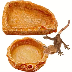 2 Pack Corner Reptile Water Dish Food Bowls, Reptile Feeding Food Bowls for Bearded Dragon  Leopard Gecko Frog Tortoise Hermit Crab