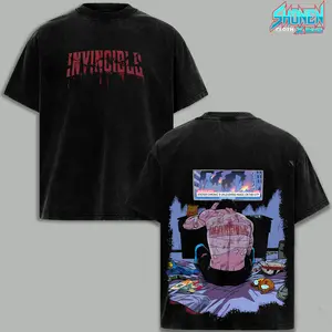 Invincible Story Graphic Tee Oversized Streetwear, Vintage Washed Y2K Black Tee, Heavyweight Cotton Premium Fit, Superhero Merch, Gamer Boyfriend Gift, Retro Comic Clothing Unisex