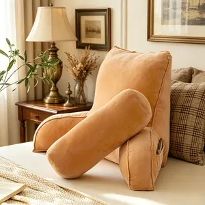 Reading Pillow with Arms for Adults, Back Pillow for Bed Sitting, Backrest Support Pillow with Pockets, Neck Support for Relaxing, Watching TV