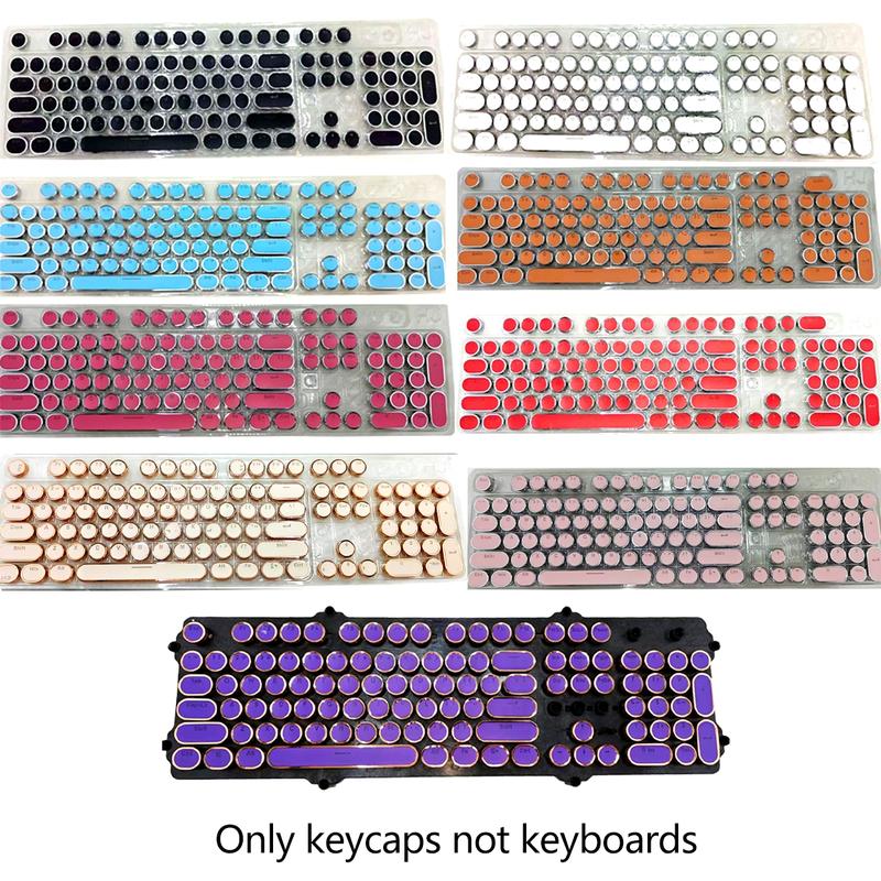 Punk Style Keycaps, Vintage Steam Punk Typewriter Design, Electroplated Surface, Translucent Characters, Compatible with Mx Stems, 6.25u Spacebar Size