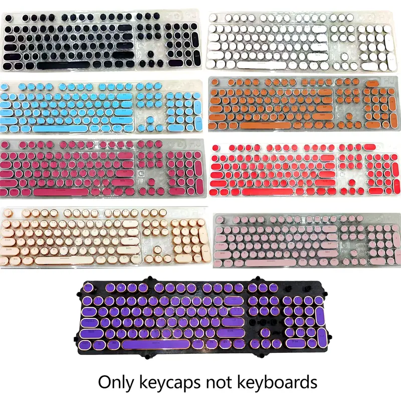 Punk Style Keycaps, Vintage Steam Punk Typewriter Design, Electroplated Surface, Translucent Characters, Compatible with Mx Stems, 6.25u Spacebar Size