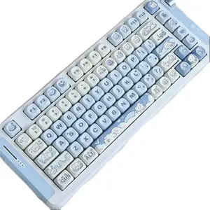 Liu Fei Digital High-Profile Spherical Keycaps, Dye-Sublimated Keycaps With Cute Cartoon Designs Like Kitten, Puppy, Strawberry, Rabbit In White, Pink, Blue Colors, Compatible With 6.25U Spbar Size 60%, 61, 64, 68, 75%, 82, 84, 87, 98%, 96, 98, 100