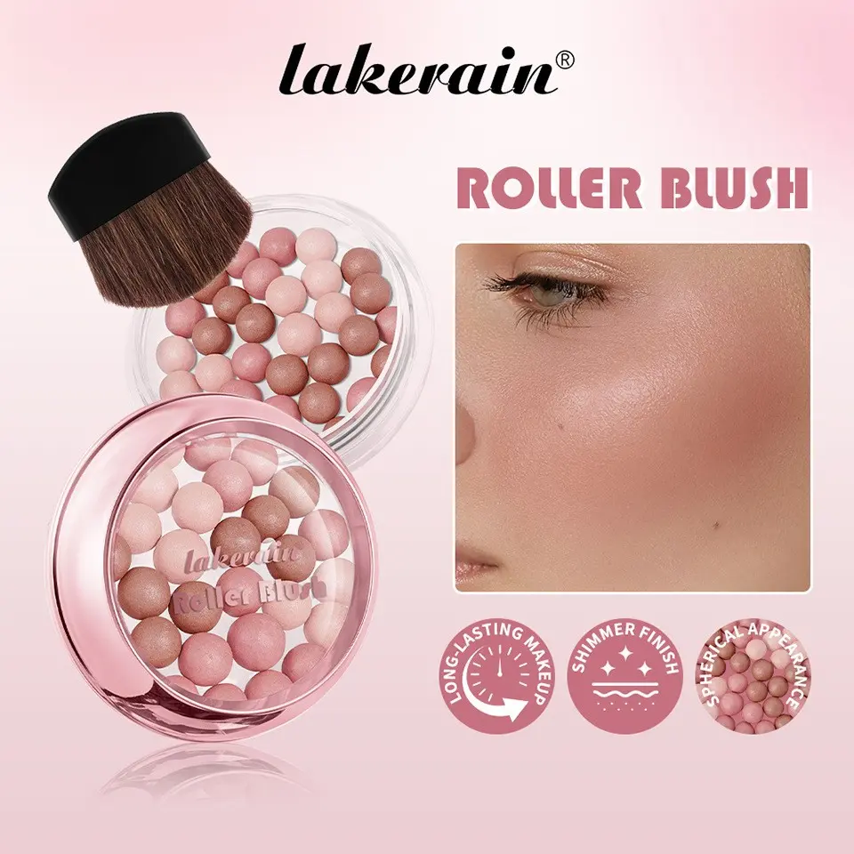 15g Roll-On Blush, Lightweight Natural Look Pearl Finish, Fine Powder, Natural Radiance, Glow, Long-Lasting, Flawless, No Flyaway, Lifts and Brightens, Lazy Makeup Blush, Everyday Cosmetics Makeup