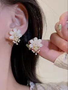 Flower Design Earrings, Statement Earrings, Fashionable Jewelry for Women, Daily Clothing Decor, Trendy All-match & Exquisite Jewelry for Birthday Gift