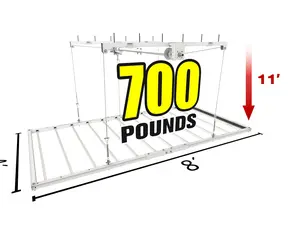 E-Z Lift Pro Max 12’ Drop – 4’x8’ Retractable Garage Storage Lift (700 lb Capacity)