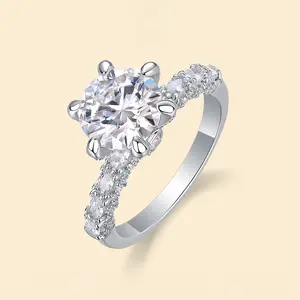S925 silver luxury set 3-carat light luxury ring hot selling moissanite ring in high demand luxury engagement ring Moissanite Round Solitaire Ring alternative  engagement  ring