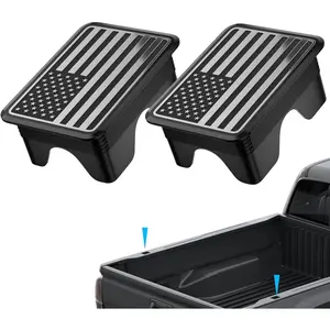 Ram 1500 American Flag Stake Pocket Covers, Rear Truck Bed Rail Stake Pocket Cover Compatible with 2019 2020 2021 2022 2023 2024 2025 Dodge Ram 1500 2500 Accessories(Set of 2,Chrome)