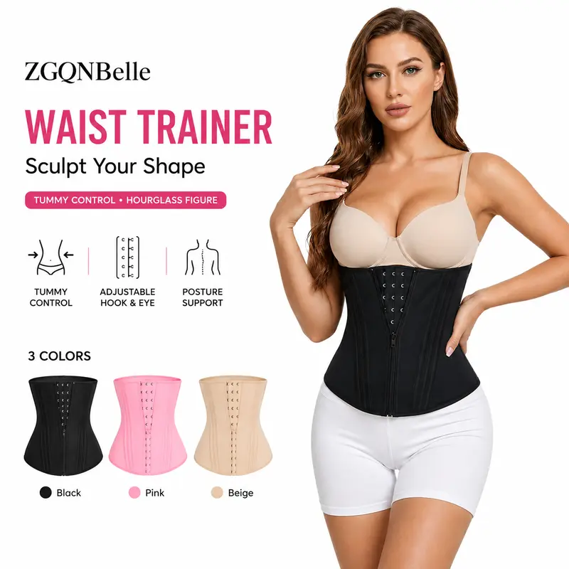 Women Waist Trainer Fajas Tummy Control Cincher Adjustable Hook and Eye Compression Belt for Workout Yoga Gym Fitness Hourglass Shaper