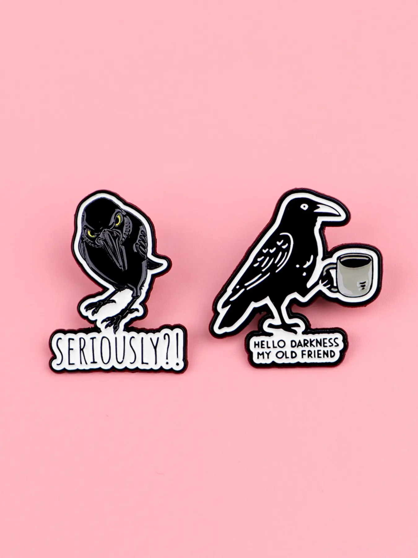 2pcs/set Raven Quote Pins, Unique English Design Badges, Lapel Pin, Lapel Brooch, Unisex Personalized Accessories, Perfect Gift for Friends and Colleagues, Decor Pins