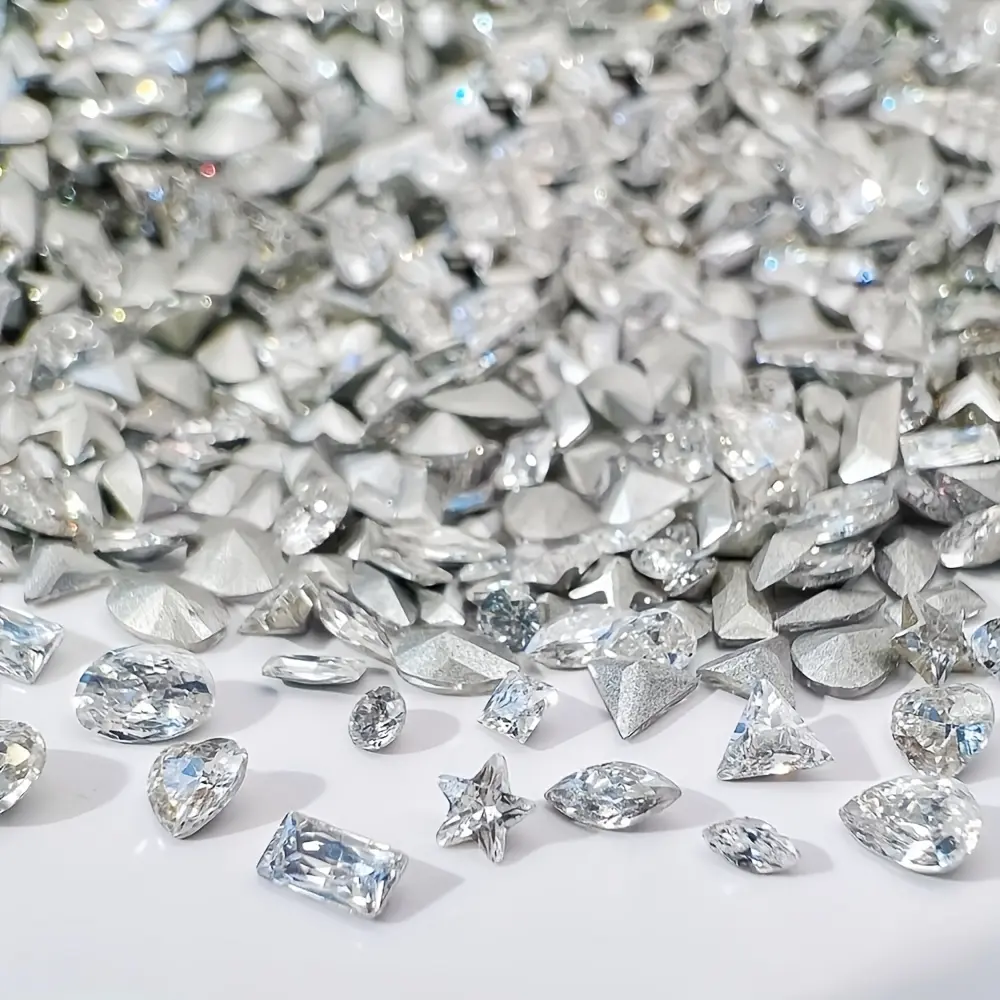 200Pcs Shiny Zircon Rhinestones 2-4mm Mixed Shape 3D Flatback Nail Gems Mini Clear Crystal Nail Charms for Acrylic Manicure DIY Craft Decorations