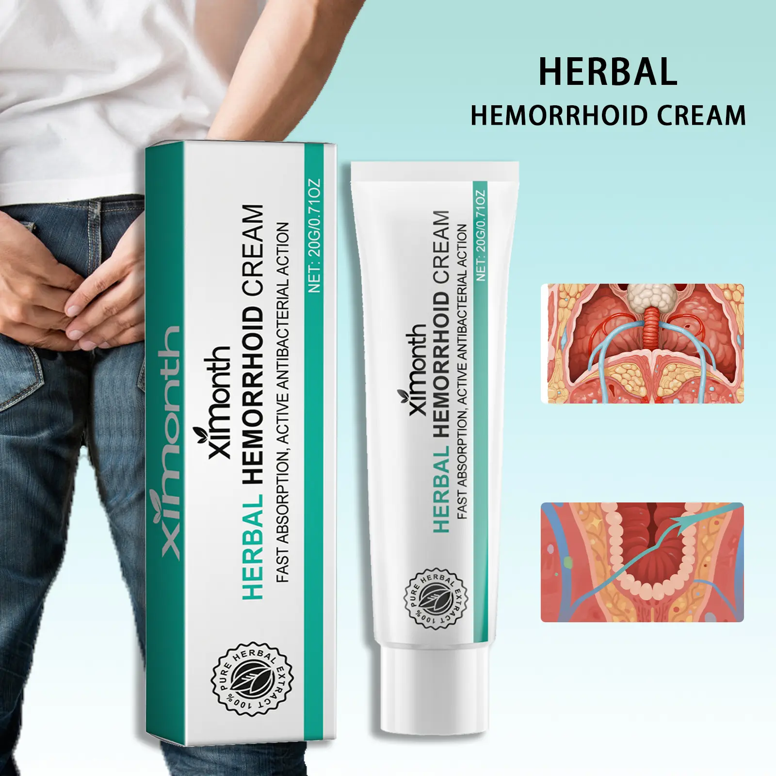 Herbal Hemorrhoid Cream Gel | Relief Acne Sensitive Skin Repair Skin Repair Naturals Healing Healthcare Therapy Therapeutic | Gentle Formula For Sensitive Skin Healthcare Therapeutic Treatment