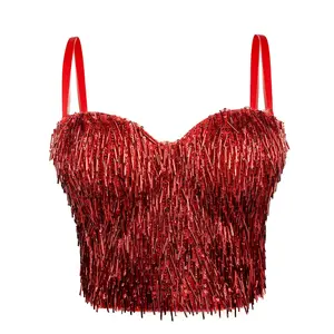 2025 New Fringe Sexy Bralette Top  Fishbone Corset Party Wear, Stage Performance Outfit, Versatile Layering Strap Top
