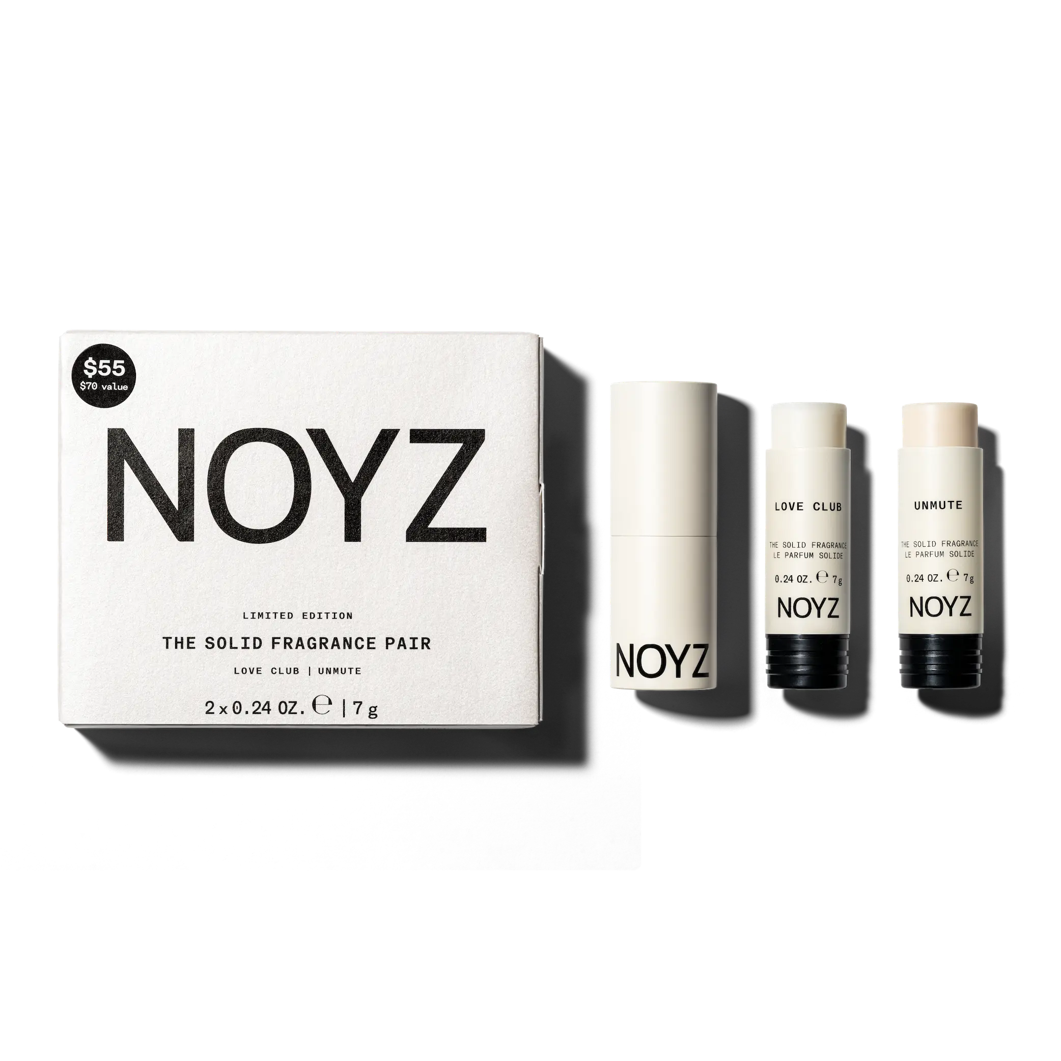 NOYZ Solid Fragrance Set - 2 Scents (Amber Vanilla, Floral), 7g Refillable Unisex Fragrance with Cinnamon Scent & Aromatic Woody Fragrance for Long-Lasting Aroma, On-the-Go Use
