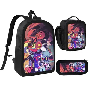 Unisex Helluva Boss 13 backpack @ for teen Girls Boys School Bookbag with LunchboxPecil box, office travel bag
