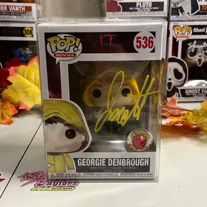 Funko Pop! Autographed IT Georgie Denbrough Signed By Jackson Robert Scott “You’ll Float Too” Quote & Doodle
