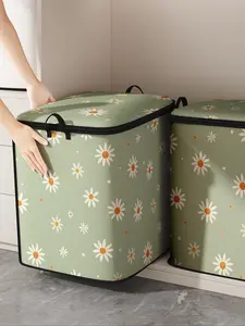 Floral Print Quilt Storage Bag, Cute and Practical Bedding Organizer, Durable Material Storage Bag with Handle, Suitable for Home Use