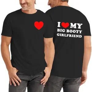 Men’s I Love My Big Booty Girlfriend V-Neck T-Shirt – Funny Couple Graphic Tee