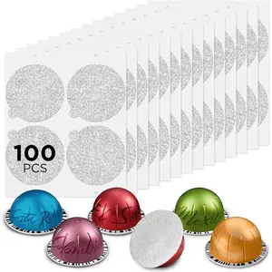 Foils Lids for Vertuo  Pods,Compatible for Refillable Vertuo Pods, 100 count Coffee Pods Foil Seals Covers(100/package)