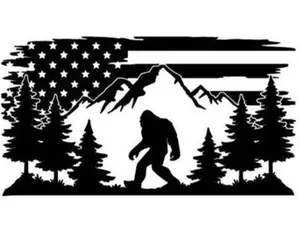 bigfoot usa wilderness flag mountains vinyl decal sticker 5"