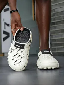 1 Pair Men's Massage Clogs, Ergonomic EVA Material, For Long Shifts & Outdoor Streetwear