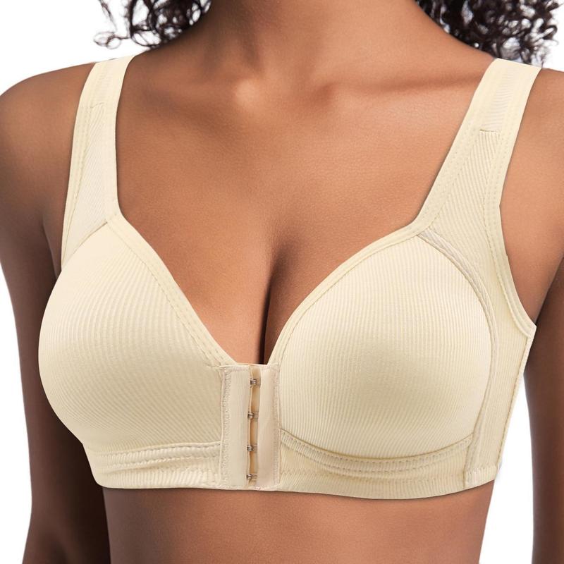 J 2/3/4PCS/ EssElegance Adjustable Front Closure Push-Up Bra Wire-Free Cross-Back, Seamless & Side Support for Daily Wear, Spring-Summer ComfoMrt Breathable Everyday Breathable Everyday Womenswear Bridal Rider Basic Minimalist ModestSkip intense workouts