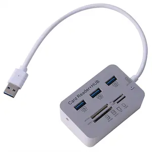 3.0combousb 3.0hub USB Divider Hub with LED Indicator, 4-Port USB 3.1/3.0 Super Speed 5Gbps, Hot Swap, Driver Free, Compatible with Windows XP, 7, 8, Mac OS, Linux, Silver, 7.7cmX5cmX2.5cm