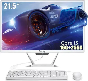 suevery All-in-One Desktop Computer Wi-Fi6 Gaming All in One Business PC White Business AIO Home Office Includes Keyboard & Mouse (I5-16G-256G)