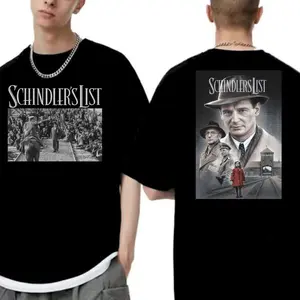 Schindler’s List Vintage Poster Shirt, Steven Spielberg 90s Historical Movie Tee, Holocaust Tribute T-Shirt, Fashion Cotton, Full Colors, Full Sizes, For Men, For Women