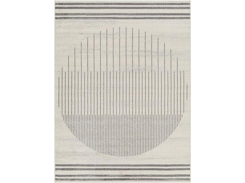 Livabliss FSA2368-710RD Floransa Modern Polypropylene Machine-Woven Round Decorative Area Rug, 7 ft. 10 in. x 7 ft. 10 in. (94.49" W x 94.49" L), Durable, Elegant, Minimalist Lines, Geometric Design, Woven Texture for Indoor Home Floors