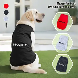 3XL-6XL Summer Sleeveless Dog Tank Top Shirts - "SECURITY" Black White Text Print, Simple Pullover Design, Sun Protection Cooling Vest for Golden Retrievers Labradors Alaskan Malamutes & Other Large/Medium Dogs (Black White Red)