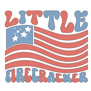 Little Firecracker Patriotic Flag Direct To Film Print, DTF Print, Ready To Press Print For T Shirts