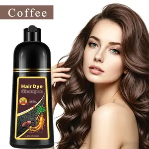 Natural Coffee 3-in-1 Hair Dye Shampoo, Instant Semi-Permanent Hair Color for Women & Men, 100% Gray Coverage, Herbal Ingredients, Safe Haircare, 500ml