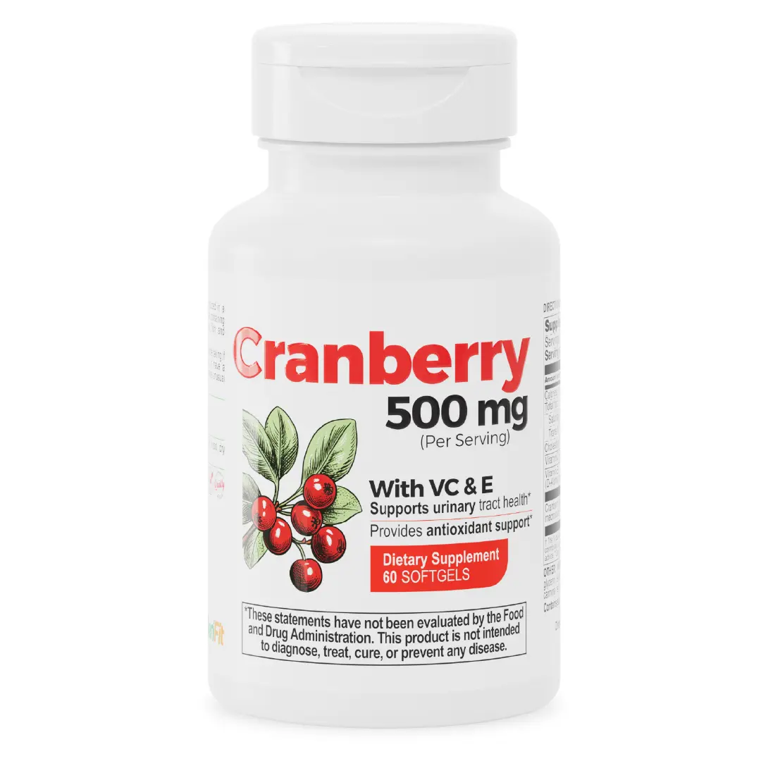 Cranberry Extract 500 mg | With Vitamin C & E | 60 Softgels