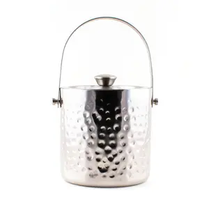 BarConic® Hammered Double Wall Stainless Steel Ice Bucket, 1.8 QT Bar Utensils for Kitchen & Bar Use